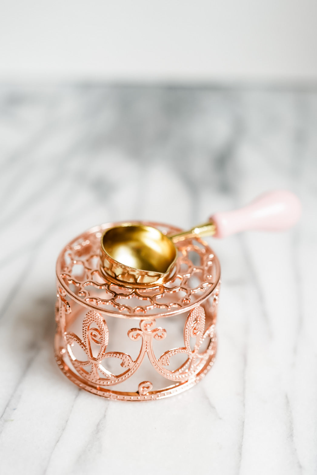 Ornate Rose Gold Melter & Spoon